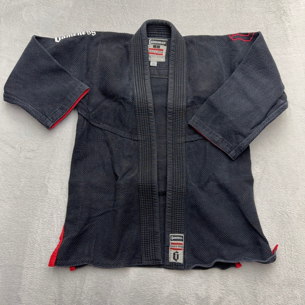 Gameness BJJ Gi Jacket Mens Size 1 Black Jiu Jitsu Kimono Professional Fightwear
